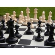   Capetan® Family vanjski šahovski set sa šahovskom pločom, otporan na vremenske uvjete, ABS plastika 92x92 cm površina šahovske ploče od vinila, prijenosna kutija s drškama, 21 cm, veličina kraljevske figure
