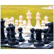 Capetan® Family vanjski šahovski set sa šahovskom pločom, otporan na vremenske uvjete, ABS plastika 92x92 cm površina šahovske ploče od vinila, prijenosna kutija s drškama, 21 cm, veličina kraljevske figure
