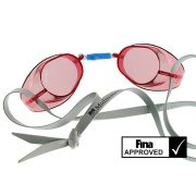   Naočale za plivanje glatke crvene prozirne ne-antifog, odobrene naočale od FINA, Malmsten
