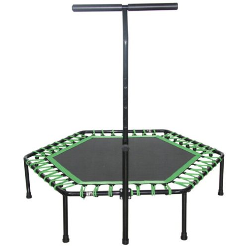 Sobna fitness trampolina šesterokutnog oblika, promjera 136 cm, s rukohvatom