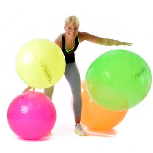 Fitball gimnastička lopta 65 cm NEON ORANGE boja, standardni sjajni materijal