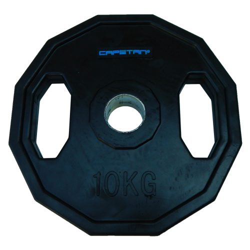 Capetan® Olympia 10 kg utegni disk gumirane površine s dvije ručke, kvadratna zaštita od prevrtanja s promjerom rupe od 51mm