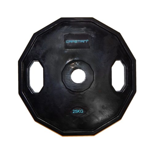 Capetan® Olympia 25 kg utegni disk gumirane površine s dvije ručke, kvadratna zaštita od prevrtanja s promjerom rupe od 51mm