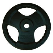 Capetan® Professional Line Olympic Tri Grip gumirani utegni disk od 25kg, čelični utegni disk s promjerom rupe 51 mm s ručkama Capetan® Professional Line Olympic Tri Grip gumirani utegni disk od 25kg, čelični utegni disk s promjerom rupe 51 mm s ručkama