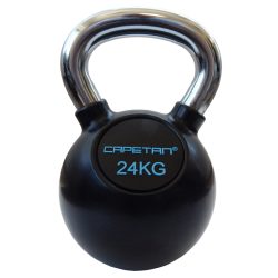   Capetan®Professional Line Čelični kettlebell 24Kg s gumenim premazom i kromiranom ručkom
