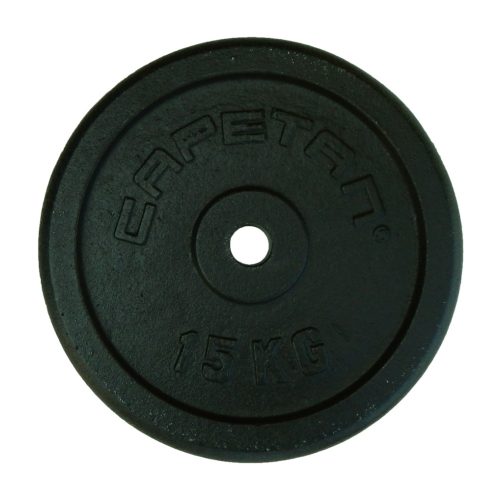 Capetan® 15 kg 31mm promjer, čelični pločasti uteg s premazom crne boje svilenkastog sjaja: